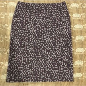 Talbots Grey and Purple Leopard Pencil Skirt
